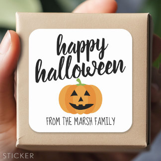 Happy Halloween - Niedlicher Pumpkin Jack-o-Lanter Quadratischer Aufkleber