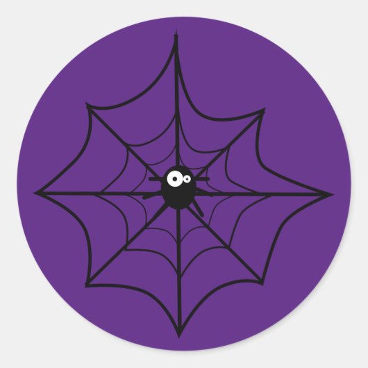 Happy Halloween | Niedlicher Spider & Web Runder Aufkleber (Vorderseite)