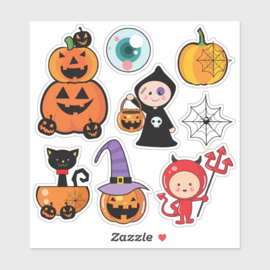 Happy Halloween | Niedlicher Trick oder Treten Aufkleber (Blatt)