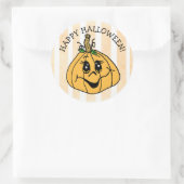 Happy Halloween Niedlicher Whimsical Pumpkin Runder Aufkleber (Tasche)