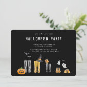 Happy Halloween Niedliches Black Watercolor Party Einladung (Stehend Vorderseite)