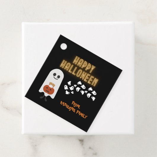 Happy Halloween niedliches Geschenk Gooody-Aufkleb Geschenkanhänger (Beispiel)