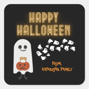 Happy Halloween niedliches Geschenk Gooody-Aufkleb Quadratischer Aufkleber