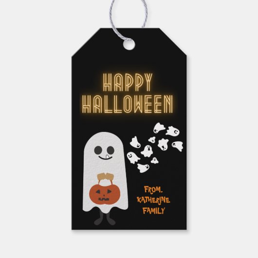 Happy Halloween niedliches Geschenk Gooody-Taschen Geschenkanhänger (Vorderseite)