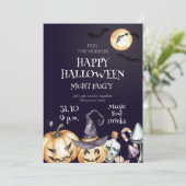 Happy Halloween Night Party Invitation Einladung (Stehend Vorderseite)