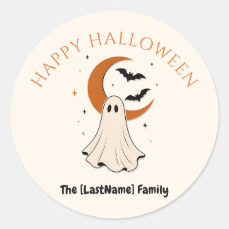 Happy Halloween / Noche de Brujas Minimalista Runder Aufkleber