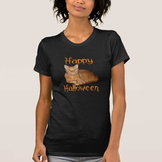 Happy Halloween Non-Beängstigend Orange Tabby Cat T-Shirt (Vorderseite)