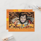 Happy Halloween Orange Acorns Fotokarte Karte (Vorderseite/Rückseite Beispiel)