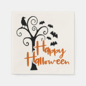 Happy Halloween Orange Black Dead Tree Bats Raven Serviette (Vorderseite)