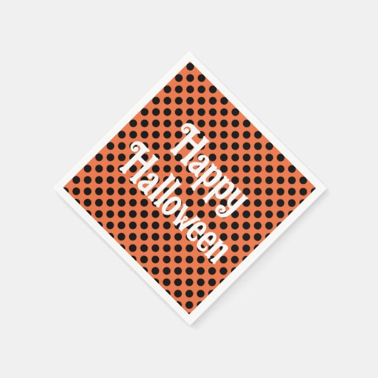 Happy Halloween Orange Black Dots Kinder Party Serviette (Ecke)