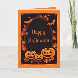 Happy Halloween Orange & Black Frame Card Feiertagskarte