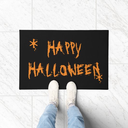 Happy Halloween, Orange Black Fußmatte (Indoor)