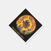 Happy Halloween Orange Black Hexe Broomstick Serviette (Ecke)