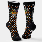 Happy Halloween Orange Black Niedlich Polka Dots Socken (Gewinkelt)