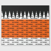 Happy Halloween Orange Black Personalisiert Geschenkpapier (Flach)