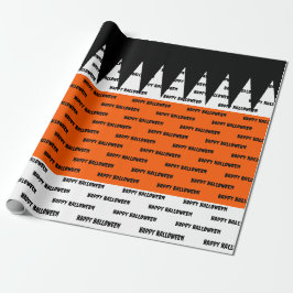 Happy Halloween Orange Black Personalisiert Geschenkpapier