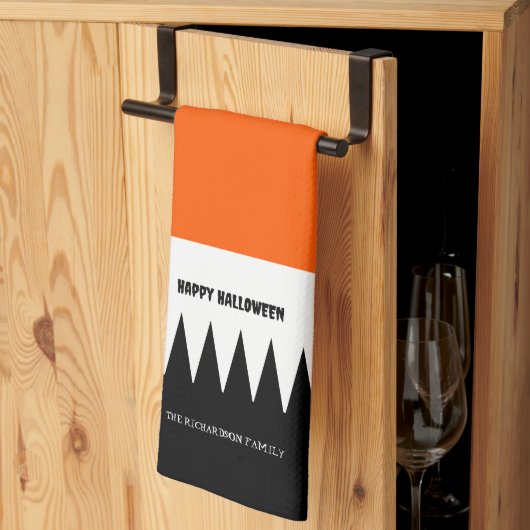 Happy Halloween Orange Black Personalisiert Geschirrtuch (Drittel gefaltet)
