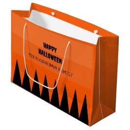 Happy Halloween Orange Black Personalisiert Große Geschenktüte