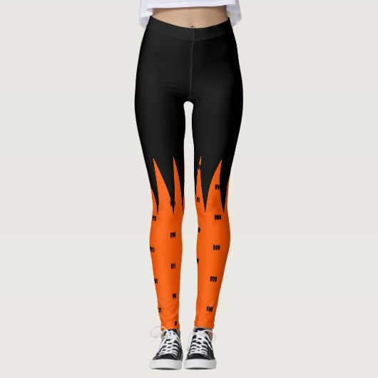 Happy Halloween Orange Black Personalisiert Leggings (Vorderseite)