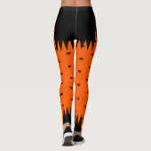 Happy Halloween Orange Black Personalisiert Leggings (Rückseite)