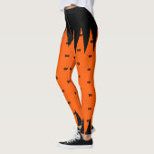 Happy Halloween Orange Black Personalisiert Leggings (Links)