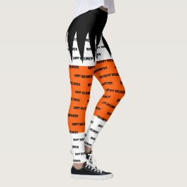 Happy Halloween Orange Black Personalisiert Leggings