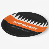 Happy Halloween Orange Black Personalisiert Pappteller (Schrägansicht)