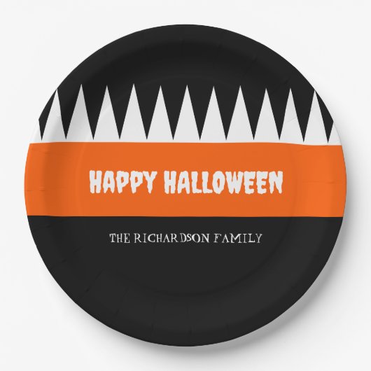 Happy Halloween Orange Black Personalisiert Pappteller (Vorderseite)