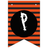 Happy Halloween Orange Black Striped Fun Schriftar Wimpelkette (Dritte Fahne)