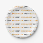 Happy Halloween Orange Black Wording Party Teller (Vorderseite)