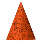 Happy Halloween Orange Doodle Pattern Partyhütchen (Rückseite)