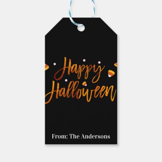 Happy Halloween Orange Foil Modernes Script Trendy Geschenkanhänger (Vorderseite)