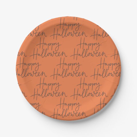 Happy Halloween Orange & Gray Party Teller (Vorderseite)