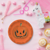 Happy Halloween Orange Jack Pumpkin Face Party Pappteller (Party)
