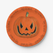 Happy Halloween Orange Jack Pumpkin Face Party Pappteller (Vorderseite)