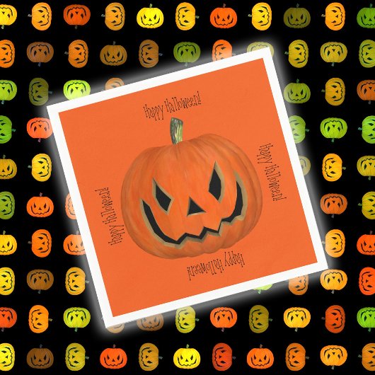Happy Halloween Orange Jack Pumpkin Face Party Serviette