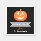 Happy Halloween Orange Kürbislaterne Pumpkin Serviette (Vorderseite)