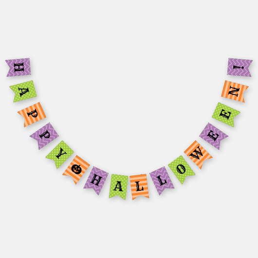 Happy Halloween Orange Lila Green Gemustert Wimpelkette