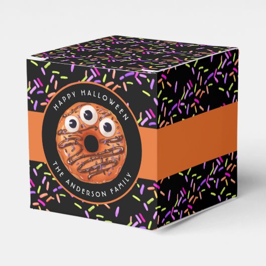 Happy Halloween Orange Monster Donut Sprinkles Geschenkschachtel (Vorderseite)