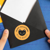 Happy Halloween Orange Niedlich Black Cat Runder Aufkleber