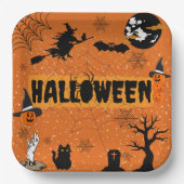 HAPPY HALLOWEEN(ORANGE) PAPIER-TELLER PAPPTELLER (Vorderseite)