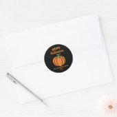 Happy Halloween Orange Pumpkin Black Runder Aufkleber (Umschlag)