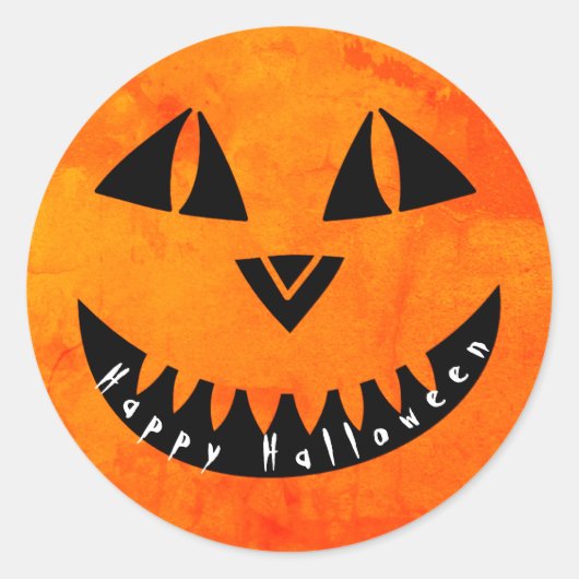 Happy Halloween Orange Pumpkin Jack o' Lantern Runder Aufkleber (Vorderseite)
