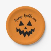 Happy Halloween Orange Pumpkin Kürbislaterne Pappteller (Vorderseite)