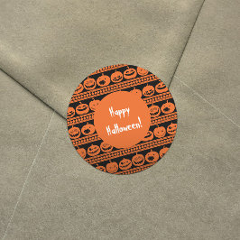 Happy Halloween Orange Pumpkin Kürbislaterne Runder Aufkleber