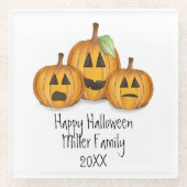 Happy Halloween Orange Pumpkins Custom Glasuntersetzer (Vorderseite)