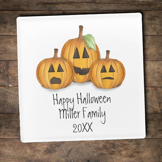 Happy Halloween Orange Pumpkins Custom Glasuntersetzer