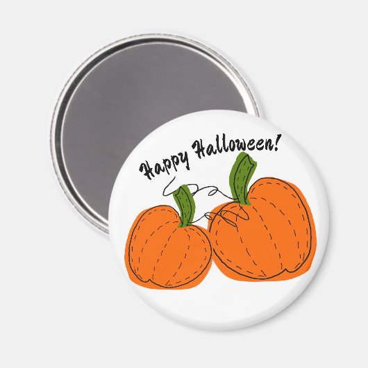 Happy Halloween Orange Pumpkins Magnet (Vorderseite/Rückseite)