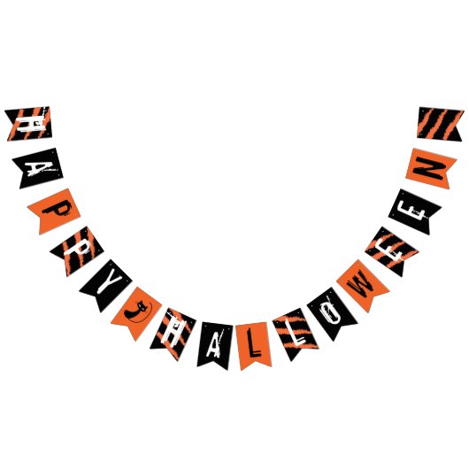 Happy Halloween Orange Schwarz-weiß Scratch Wimpelkette (Alle)