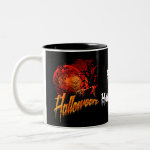 Happy Halloween Orange Skull Grinning Zweifarbige Tasse